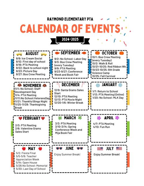 Raymond Elementary Calendar of Events